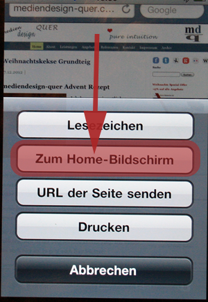 Zum Homebildschirm hinzufügen