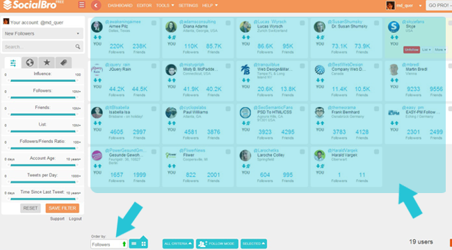 Social Bro zeigt New Followers