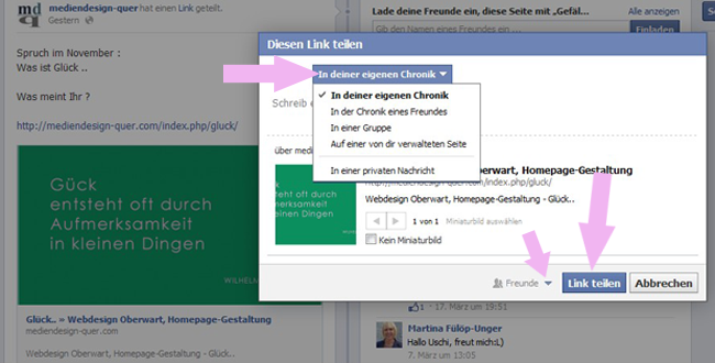 Facebook Teilen Funktion