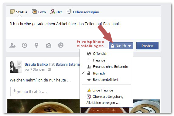 Beitrag posten in Facebook