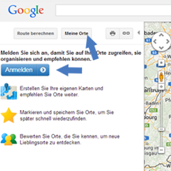 Klassische Google Maps Meine Orte anmelden
