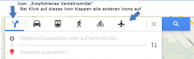 Neues Goolge Maps- Routenplaner Icons