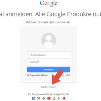 Konto erstellen bei Google