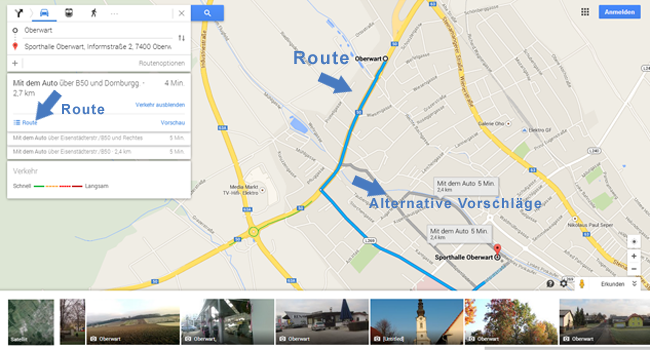 Neues Google Maps - Route Oberwart