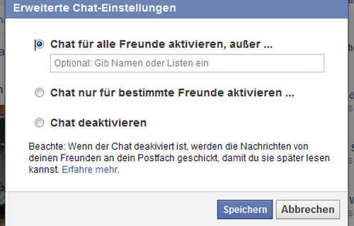 Facebook erweiterte Chatfunktion