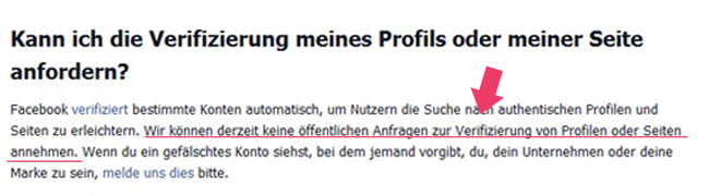 Facebook Verifizierung