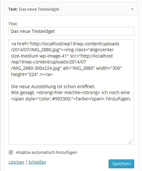 WordPress Text Widget