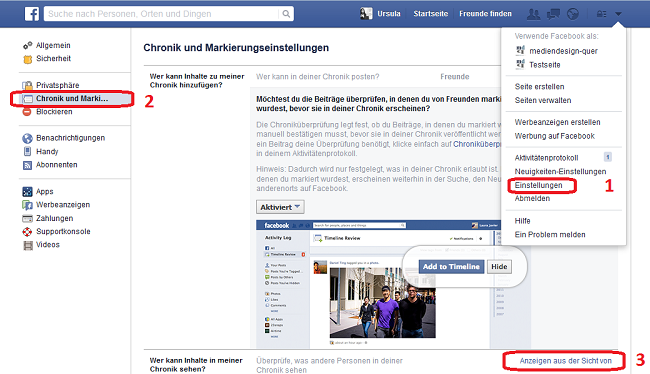 Facebook Einstellungen