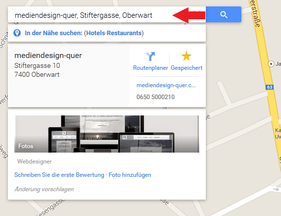Google Maps Suchleiste