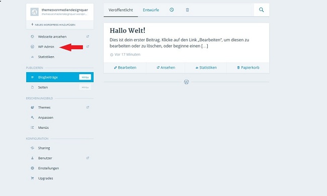 Backend von wordpress.com