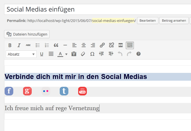 Social Medias einfügen