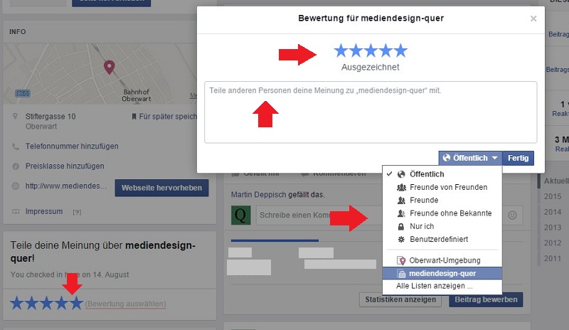 ausgezeichnet - 5 Sterne Rezension Facebook 