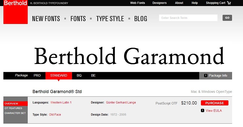 Berthold Garamond Schrift kaufen bei Berthold berthold-typefoundry