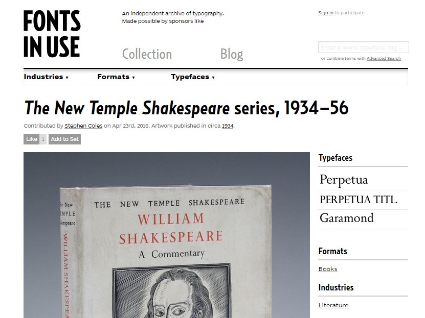 FontsInUse-Bespiel-Garamond-Werk:Shakespeare fontsinuse-shakespeare