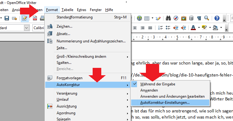 open-office-format-einstellungen